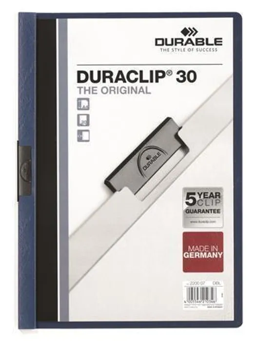 Hlavný obrázok produktu Desky s rychlovazačem "DURACLIP® 30", tmavě modrá, s klipem, A4, DURABLE