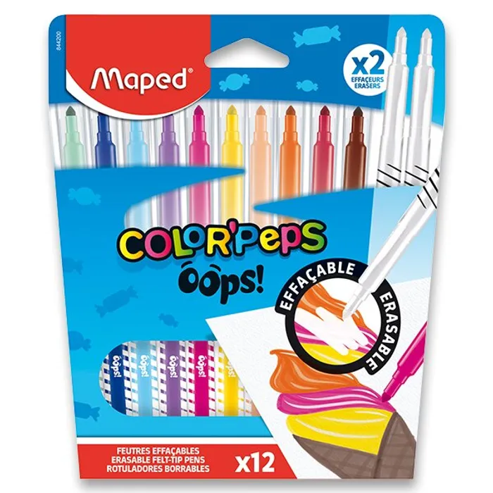 Hlavný obrázok produktu Dětské fixy Maped Color'Peps Oops sada 12 barev + 2 zmizíky