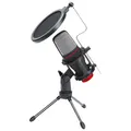 Detské herné kreslo Red Fighter C6, čierno-červené, + mikrofón Marvo MIC-02, PROMO