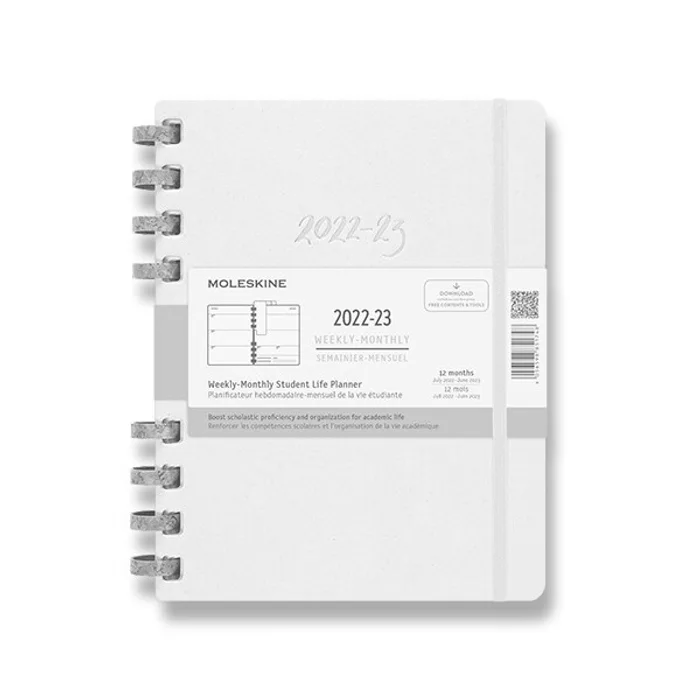 Hlavný obrázok produktu Diář Moleskine Spiral Academic 2022-23, tvrdé desky XL, měsíční/týdenní, světle šedý