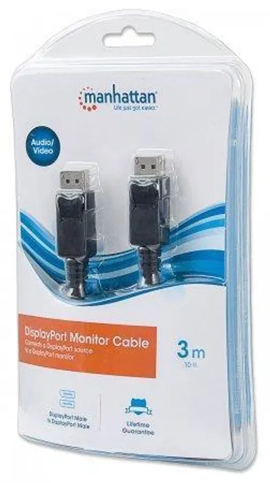 Hlavný obrázok produktu DisplayPort kabel, černá, 3 m, v1.1, MANHATTAN