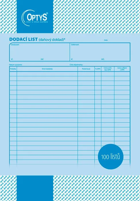 Hlavný obrázok produktu Dodací list A4, 100 listů 1043