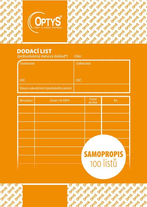 Hlavný obrázok produktu Dodací list A6, samopropisovací, 100 listů 1078