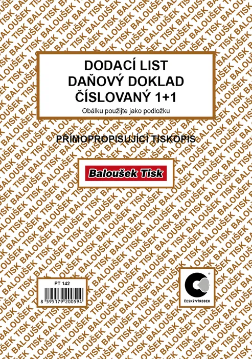 Hlavný obrázok produktu Dodací list - daňový doklad A5 číslovaný - EET PT142