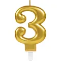 Tortové sviečky číslice zlaté 3 [1 ks]