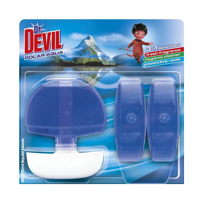 Hlavný obrázok produktu Dr. Devil Polar Aqua 3v1 Wc blok tekutý 3 x 55 ml