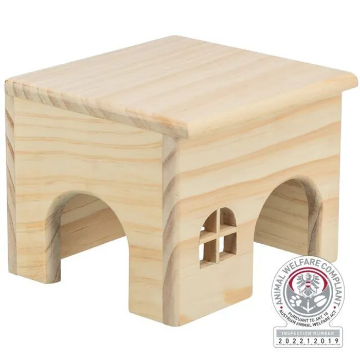 Hlavný obrázok produktu Dř. domek s rovnou střechou pro křečky 15x12x15cm
