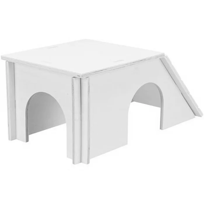 Hlavný obrázok produktu Dřevěný skládací domek BENT, šikmá střecha, morče/králíček, 40 x 18 x 23 cm