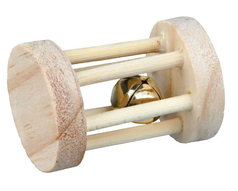 Hlavný obrázok produktu Dřevěný váleček s rolničkou pro křečky a myši o 3.5 × 5 cm