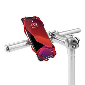 Držiak na mobil Bone Bike Tie 3, na bycikel, nastaviteľná veľkosť, červený, 4.7-7.2, silikón, na pripevnenie na riadidlá, červená