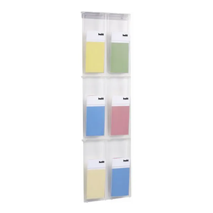 Hlavný obrázok produktu Držák na katalogy, nástěnný, 1/3 A4, 6 oddílů, HELIT "Placativ", trasparentní