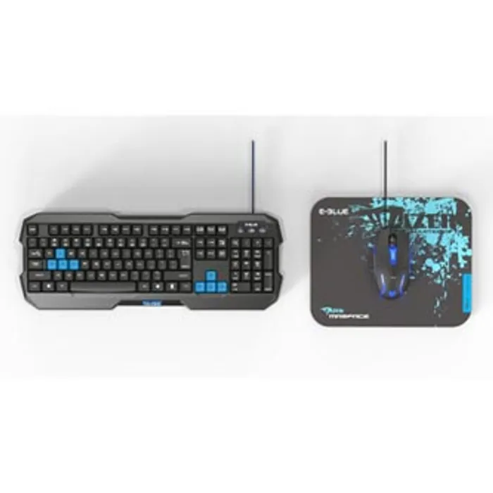 Hlavný obrázok produktu E-BLUE Polygon, Sada klávesnice s myší Cobra II, US, herní, a podložkou Mazer Marface S t