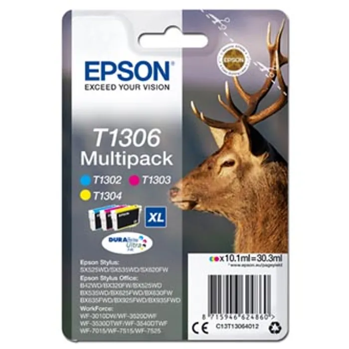 Hlavný obrázok produktu Epson originální ink C13T13064012, T1306, cyan/magenta/yellow, 30,3ml, Epson Stylus Offic