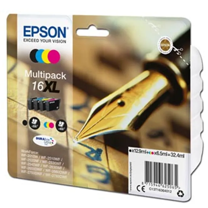 Hlavný obrázok produktu Epson originální ink C13T16364012, T163640, 16XL, CMYK, 3x6.5/12.9ml, Epson WorkForce WF-