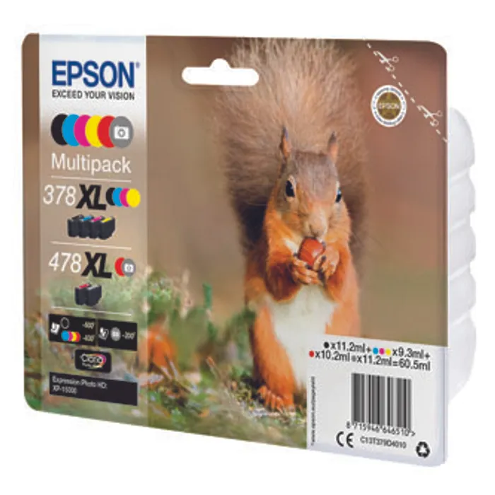 Hlavný obrázok produktu Epson originální ink C13T379D4010, 378XL+478XL, CMYK, 1x10.2ml, 2x11.2ml, 3x9.3ml, Epson
