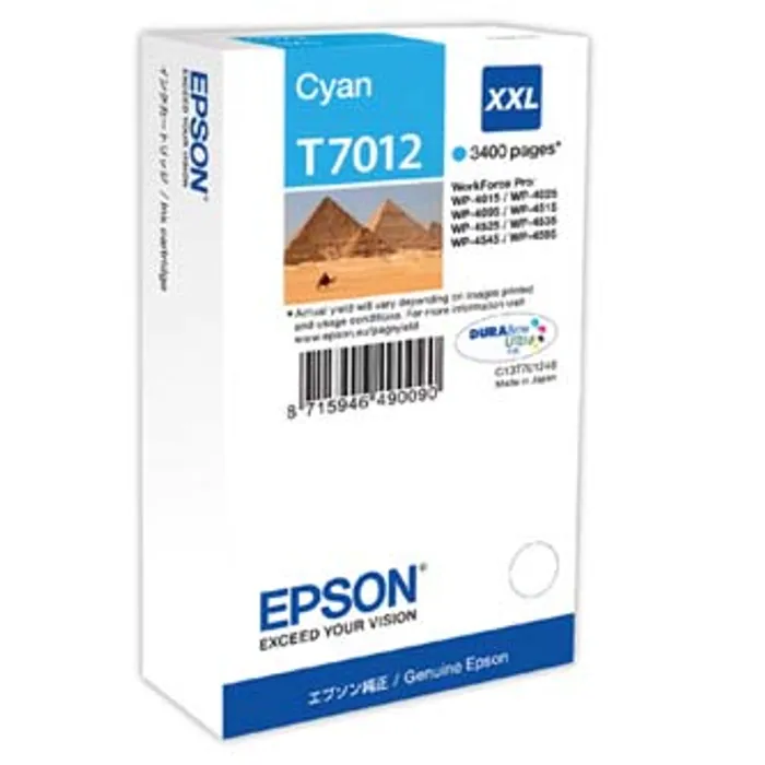 Hlavný obrázok produktu Epson originální ink C13T70124010, XXL, cyan, 3400str., Epson WorkForce Pro WP4000, 4500