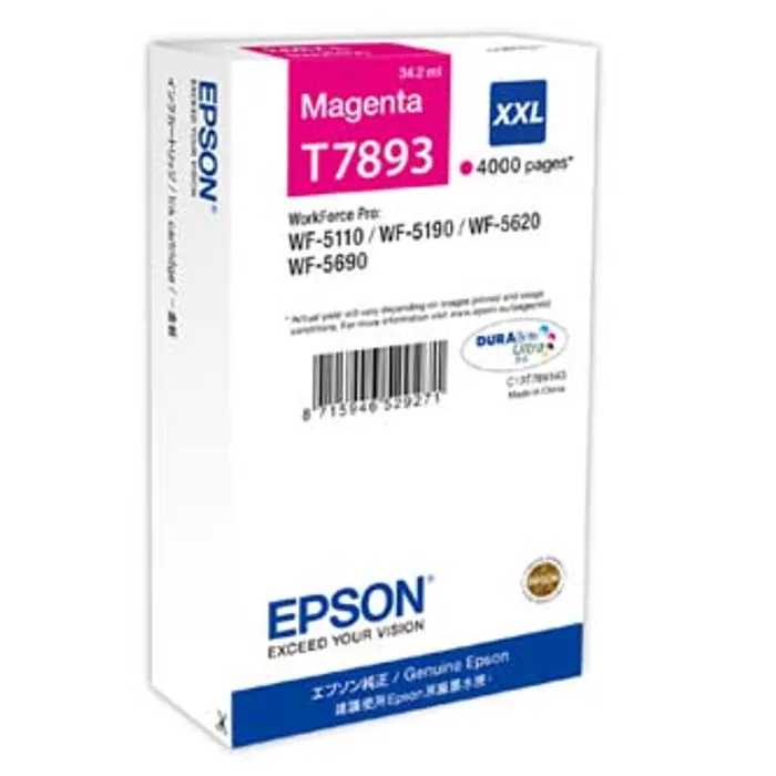 Hlavný obrázok produktu Epson originální ink C13T789340, T789, XXL, magenta, 4000str., 34ml, 1ks, Epson WorkForce