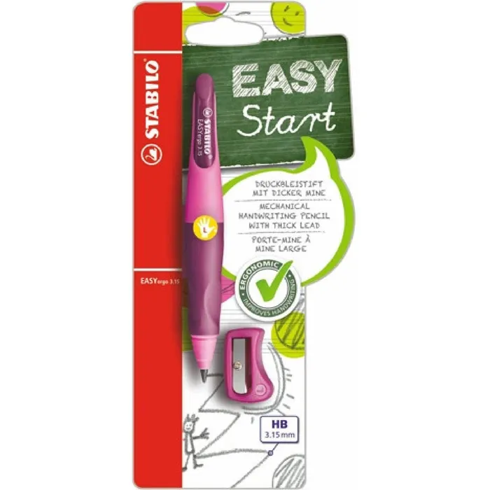 Hlavný obrázok produktu Ergonomická mech. tužka pro leváky - STABILO EASYergo 3.15 růžová/fialová HB+ořezávátko