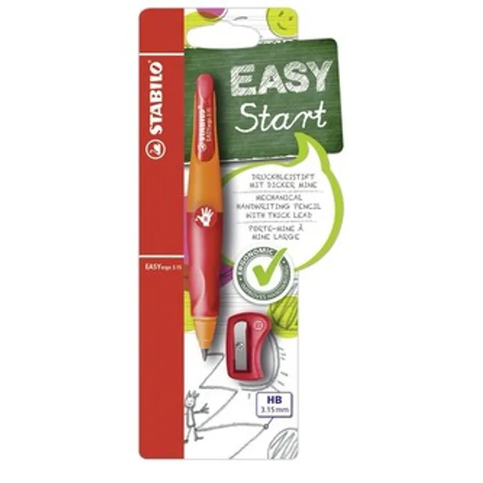 Hlavný obrázok produktu Ergonomická mech. tužka pro praváky STABILO EASYergo 3.15 oranžová/červená HB+ořezávátko