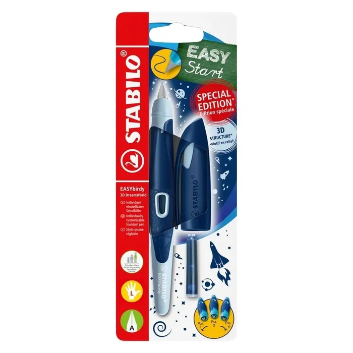 Hlavný obrázok produktu Ergonomické plnicí pero pro leváky s hrotem A - STABILO EASYbirdy 3D DreamWorld, modrá