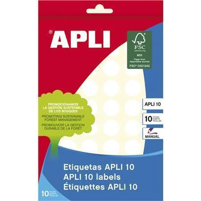 Hlavný obrázok produktu Etikety, kruhové, bílá, průměr 16mm, na ruční popis, 540 ks/bal., APLI