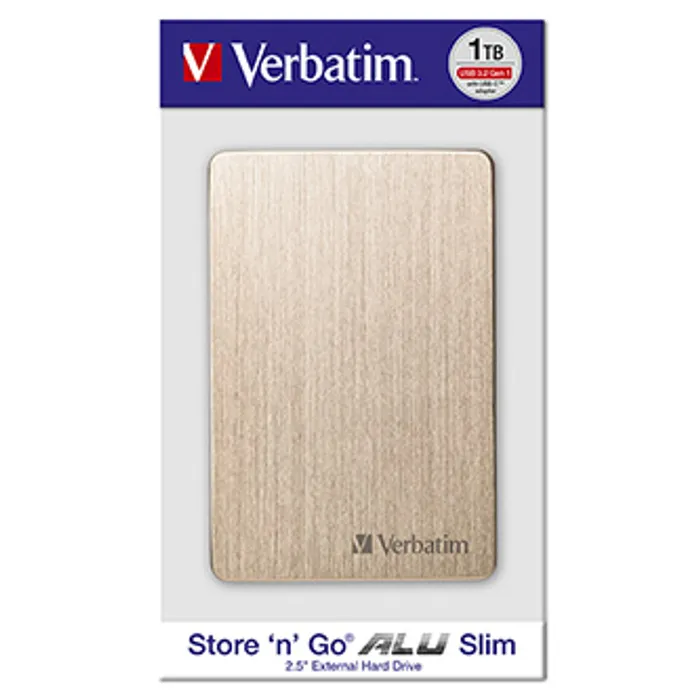 Hlavný obrázok produktu Externí pevný disk, Verbatim, 2,5", 1TB, Store,n,Go, USB 3.0, 53664, blistr, zlatá