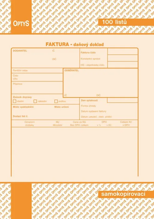Hlavný obrázok produktu Faktura A5, samopropisovací, 100 listů 1072