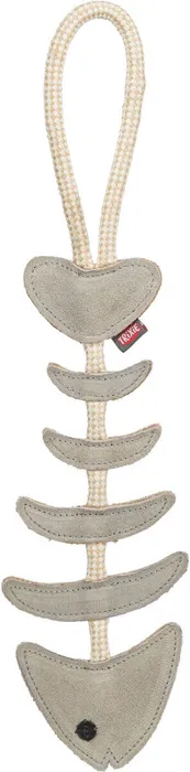 Hlavný obrázok produktu FishBone - rybí kost na laně, 43 cm, hračka pro psy, 100% pravá kůže/lano, šedá