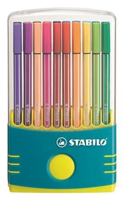 Hlavný obrázok produktu Fixy "Pen 68 ColorParade", 20 různých barev, sada, 1 mm, tyrkysové, plastové pouzdro, STAB