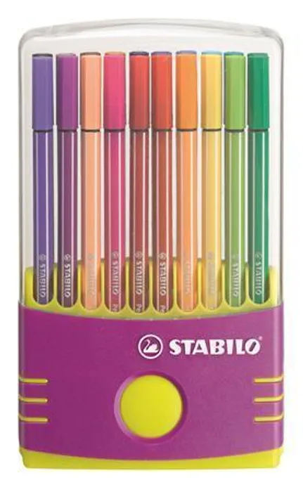 Hlavný obrázok produktu Fixy "Pen 68 ColorParade", sada, 20 různých barev, 1 mm, fialové plastové pouzdro, STABILO