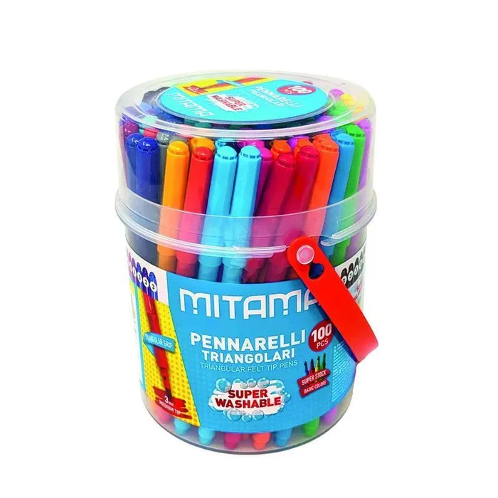Hlavný obrázok produktu Fixy, sada, 100 ks, omyvatelné, 3 mm, trojhranné, MITAMA 62876
