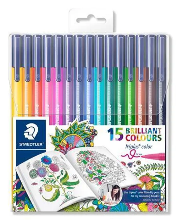 Hlavný obrázok produktu Fixy "Triplus", Johanna Basford lim. edice, sada, 15 různých barev, 1 mm, STAEDTLER