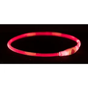 Flash light ring USB, blikací obojok, červená S-M: 40 cm/ o 8 mm
