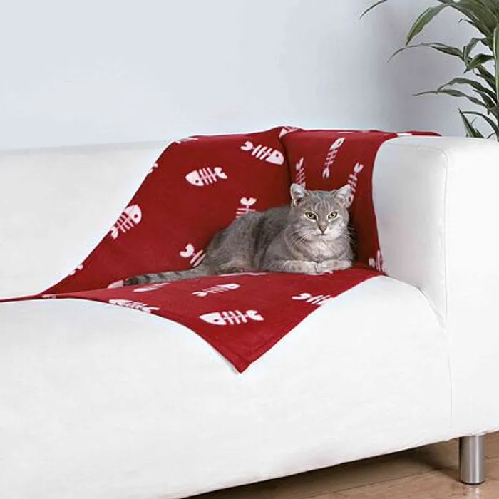 Hlavný obrázok produktu Flísová deka BEANY 100x70cm - vínová s rybí kostrou
