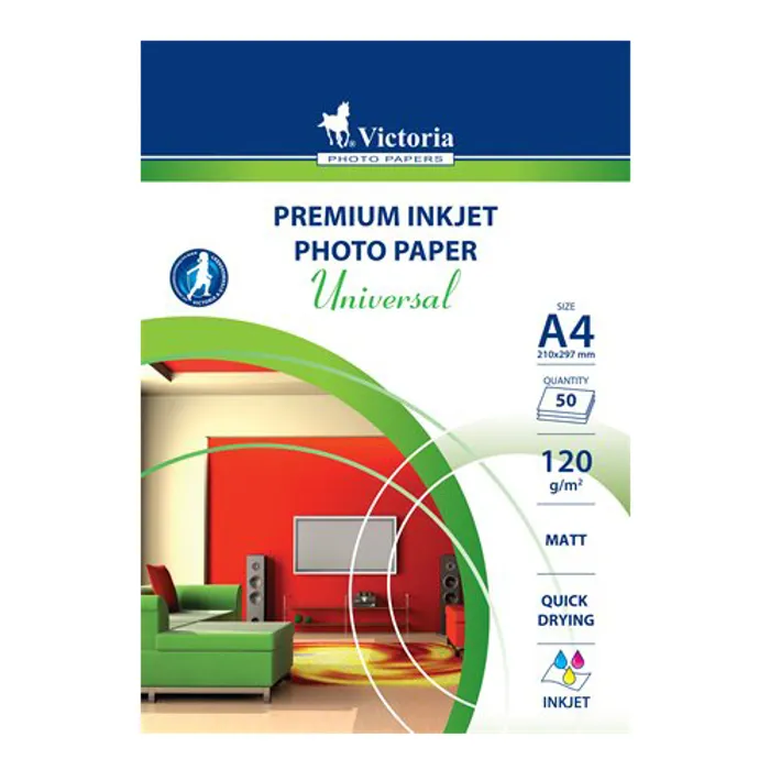 Hlavný obrázok produktu Fotografický papír "Universal", do inkoustové tiskárny, matný, A4, 120g, VICTORIA 50 listů
