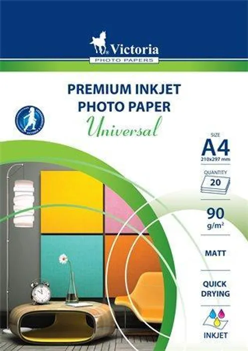 Hlavný obrázok produktu Fotografický papír "Universal", do inkoustové tiskárny, matný, A4, 90g, VICTORIA 20 listů