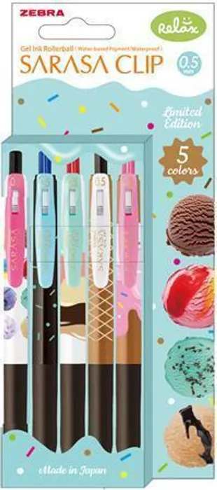 Hlavný obrázok produktu Gelové pero "Sarasa Clip Ice Cream", 5 různých barev, 0,33 mm, stiskací mechanismus, ZEBRA 82756