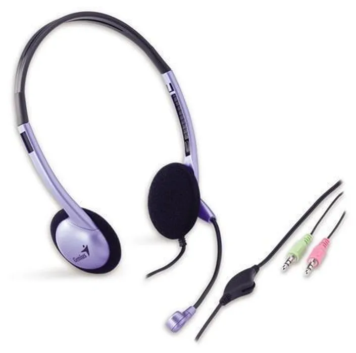 Hlavný obrázok produktu Genius HS-02B, sluchátka s mikrofonem, ovládání hlasitosti, černo-stříbrná, 2x 3.5 mm jac
