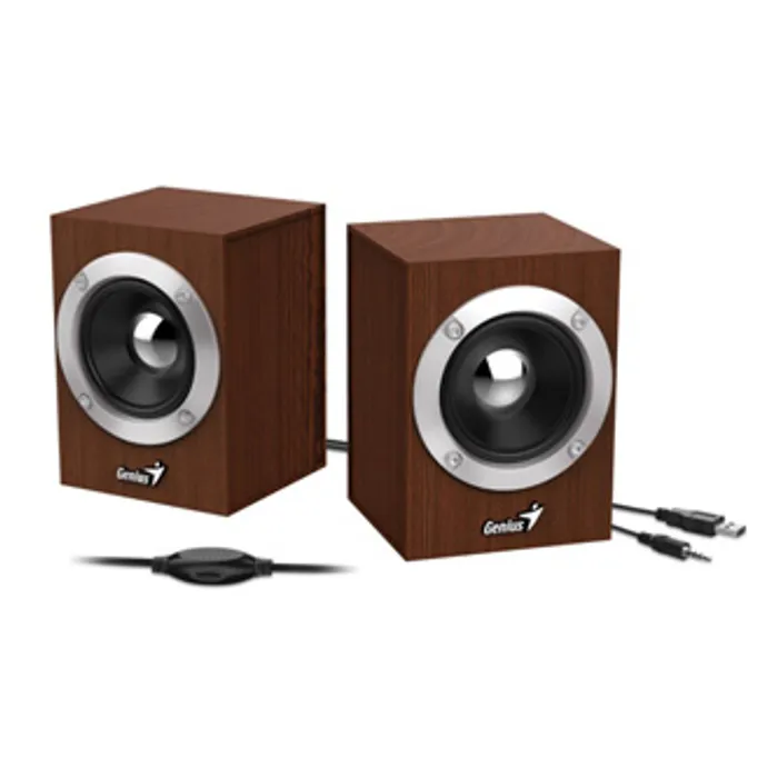 Hlavný obrázok produktu Genius reproduktory SP-HF280, 2.0, 6W, hnědé, regulace hlasitosti, 3,5 mm jack (USB), 100