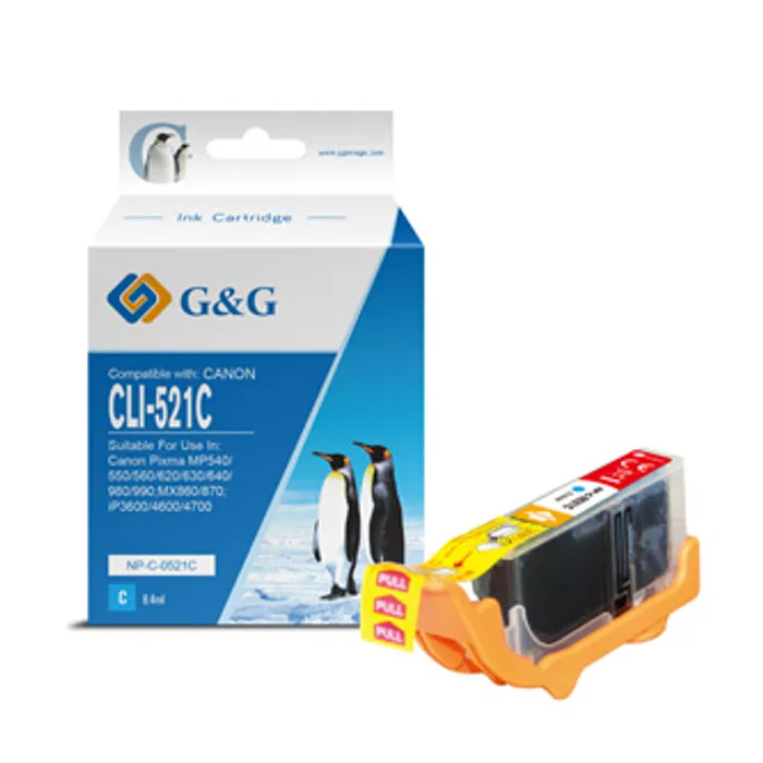 Hlavný obrázok produktu G&G kompatibilní ink s CLI521C, cyan, 8.4ml, NP-C-0521C, 2934B001, pro Canon iP3600, iP46