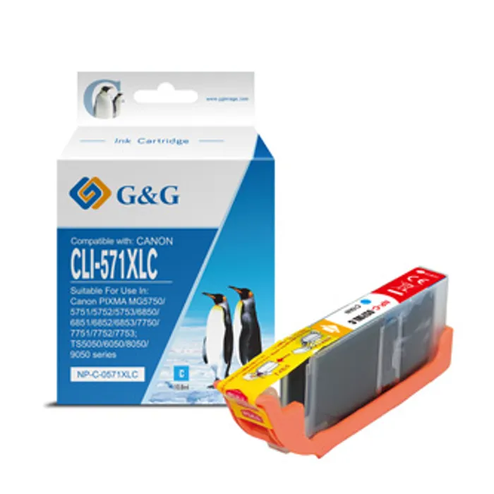 Hlavný obrázok produktu G&G kompatibilní ink s CLI571C XL, cyan, 10,8ml, ml NP-C-0CL571XLC, high capacity, Canon