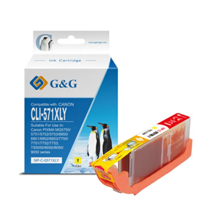 Hlavný obrázok produktu G&G kompatibilní ink s CLI571Y XL, yellow, 10,8ml, ml NP-C-0CL571XLY, high capacity, Cano