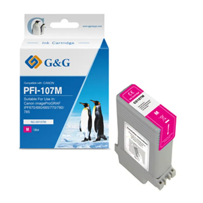 Hlavný obrázok produktu G&G kompatibilní ink s PFI107M, magenta, 130ml, NC-00107M, 6707B001, pro Canon iPF-680, 6
