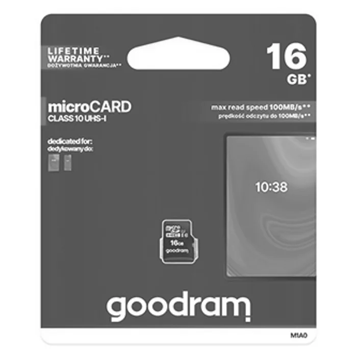 Hlavný obrázok produktu Goodram Micro Secure Digital Card, 16GB, micro SDHC, M1A0-0160R12, UHS I, pro archivaci d