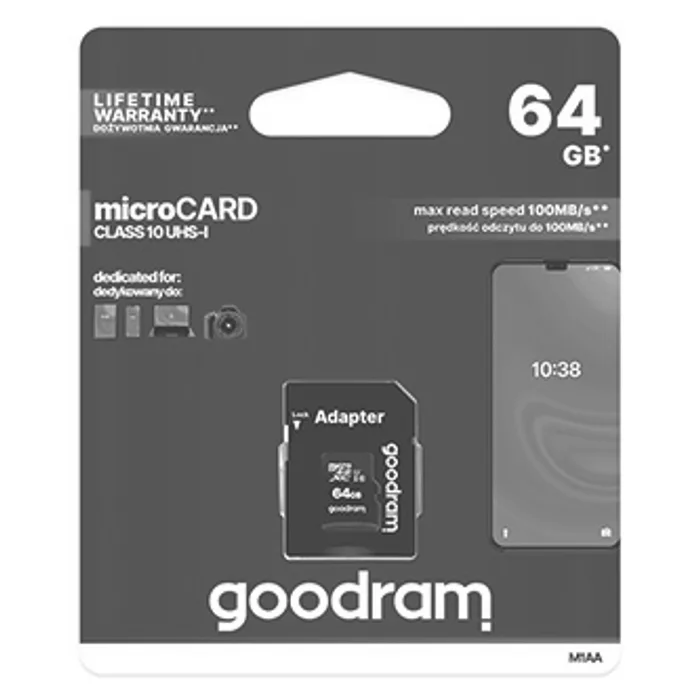 Hlavný obrázok produktu Goodram Micro Secure Digital Card, 64GB, micro SDXC, M1AA-0640R12, UHS-I U1 (Class 10), s