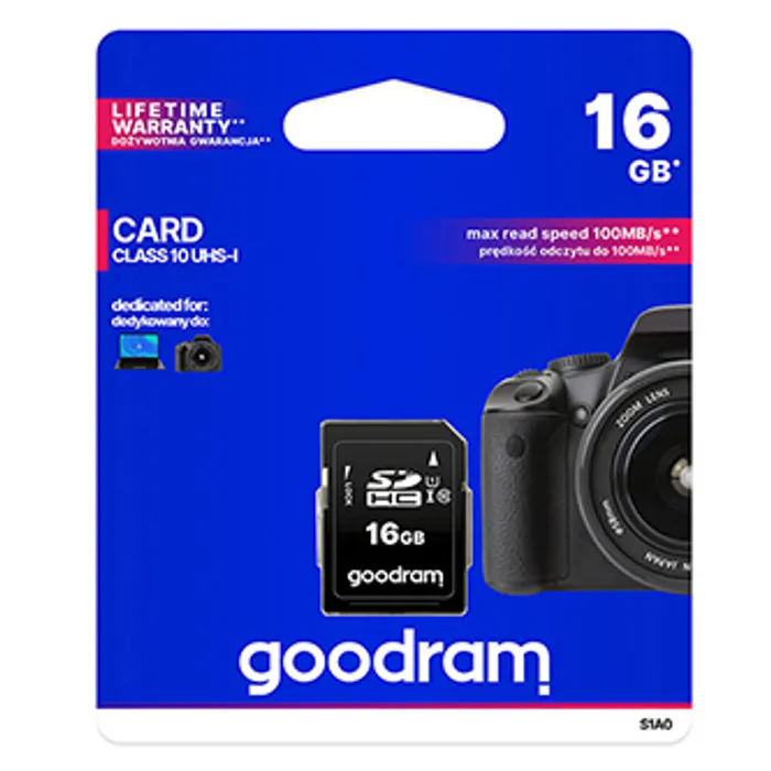 Hlavný obrázok produktu Goodram Secure Digital Card, 16GB, SDHC, S1A0-0160R11, UHS-I U1 (Class 10)