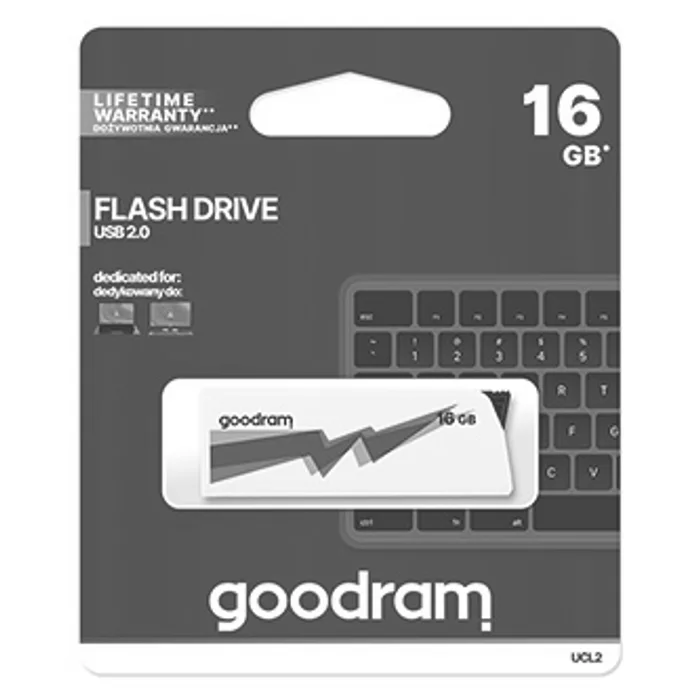 Hlavný obrázok produktu Goodram USB flash disk, USB 2.0, 16GB, UCL2, bílý, UCL2-0160W0R11, USB A, vysouvací konek