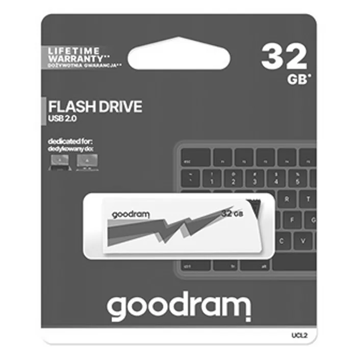 Hlavný obrázok produktu Goodram USB flash disk, USB 2.0, 32GB, UCL2, bílý, UCL2-0320W0R11, USB A, vysouvací konek