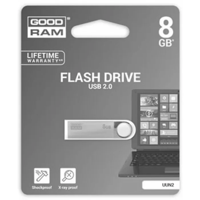 Hlavný obrázok produktu Goodram USB flash disk, USB 2.0, 8GB, UUN2, stříbrný, UUN2-0080S0R11, USB A, s poutkem