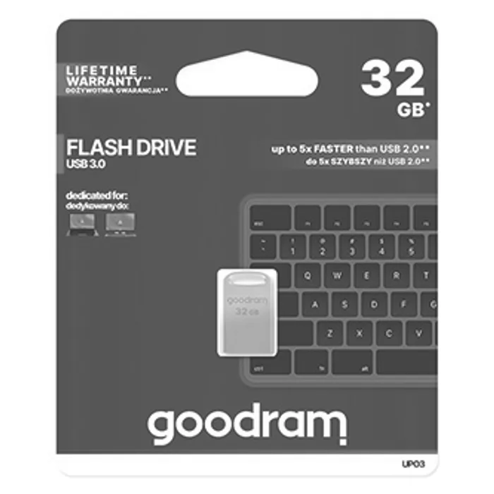 Hlavný obrázok produktu Goodram USB flash disk, USB 3.0 (3.2 Gen 1), 32GB, UPO3, stříbrný, UPO3-0320S0R11, USB A,